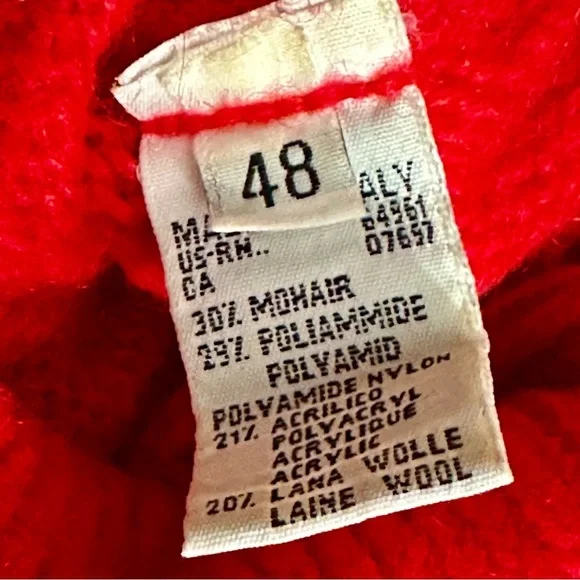 United Colors Of Benetton Red and Purple Turtleneck Sweater Cabincore 90s Vibes - Picture 3 of 9